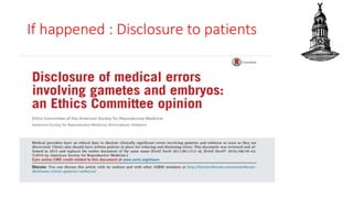 If happened : Disclosure to patients
 