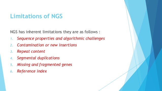Errors and Limitaions of Next Generation Sequencing