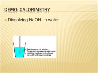DEMO: CALORIMETRY
 Dissolving NaOH in water.
 
