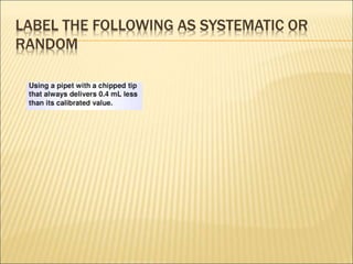 LABEL THE FOLLOWING AS SYSTEMATIC OR
RANDOM
 