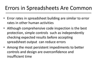 Errors in Spreadsheets Are Common,[object Object],[object Object]