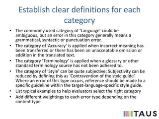 TAUS Best Practices Error Typology Guidelines | PPTX