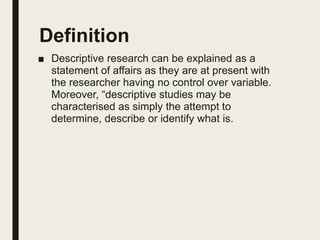 definition of descriptive research meaning