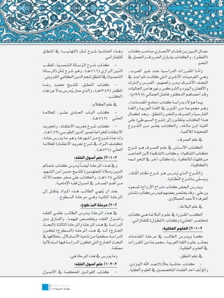 ‫وه��ذه احلاش��ية ش��رح مل�تن (التهذي��ب) يف املنط��ق‬            ‫مج��ال الدي��ن ب��ن هش��ام األنص��اري صاح��ب كت��اب‬
                                                                                              ‫ُ‬
                                        ‫للتفتازان��ي.‬                  ‫(القط��ر)، والكت��اب يتن��اول احل��روف ُ‬
                                                                ‫واجلم��ل يف‬
‫-	 كت��اب ش��رح الرس��الة الشمس��ية: لقط��ب‬                                                               ‫النح��و.‬
                            ‫ّ‬
‫الدي��ن ال��رازي (667ه��ـ)، وه��و ش��رح مل�تن (الرس��الة‬
                                                     ‫ّ‬          ‫وأم��ا املق��ررات الدراس��ية عن��د غ�ير الع��رب،‬
                                                                                                             ‫ّ‬
‫الشمسية) يف املنطق لنجم الدين الكاتيب القزويين.‬                 ‫وه��ي القومي��ات األخ��رى ال�تي كان��ت تتواج��د يف‬
‫-	 كت��اب املنط��ق: للش��يخ حمم��د رض��ا‬                        ‫النج��ف األش��رف وم��ن وأهمه��م: الف��رس وال�ترك‬
       ‫ً‬
‫املظف��ر (3831ه��ـ)، وال��ذي صار ي��درس بدال عن هذه‬             ‫واألفغ��ان واهلنود والش��ركس وغريها من اجلاليات‬
                 ‫ُ‬
                                        ‫ا لكت��ب .‬              ‫وق��د أحصاه��م الدكتور فاضل اجلمال��ي (7991م).‬

                                    ‫يف علم الكالم:‬              ‫يب��دأ ه��ؤالء بدراس��ة كت��اب (جام��ع املقدم��ات)،‬
                                                                ‫وه��و جمموع��ة م��ن املت��ون يف اللغ��ة العربي��ة واللغ��ة‬
‫-	 كت��اب الب��اب احل��ادي عش��ر: للعالم��ة‬                     ‫الفارس��ية والص��رف والنح��و واملنط��ق. وبع��د إكمال‬
                                           ‫ّ‬
                             ‫احلل��ي (267ه��ـ).‬                 ‫ه��ذا الكت��اب ينتقل��ون إىل (ش��رح الس��يوطي) عل��ى‬
‫-	 كت��اب ش��رح جتري��د االعتق��اد: و(جتري��د‬                   ‫ألفي��ة اب��ن مال��ك، والكت��اب يعت�بر م��ن الش��روح‬    ‫ّ‬
‫االعتقاد) للخواجة نصري الدين الطوس��ي (276هـ)،‬                                                         ‫الضعيف��ة لأللفي��ة.‬
‫ول��ه ع��دة ش��روح م��ن أش��هرها ـ وه��و م��ا ي��درس ع��ادة ـ‬
                                                   ‫ّ‬                                               ‫يف علم الصرف:‬
‫(كش��ف امل��راد يف ش��رح جتري��د االعتق��اد) للعالم��ة‬
                                                       ‫ّ‬
                                       ‫احلل��ي (627ه��ـ).‬       ‫الكت��اب األس��اس يف عل��م الص��رف ه��و ش��رح‬
                                                                ‫(كتاب الشافية): وكتاب (الشافية) البن احلاجب‬
                        ‫2-1-3/ علم أصول الفقه:‬                  ‫م��ن فقه��اء املالكي��ة، وله كتاب آخ��ر يف النحو امسه‬
‫ويف ه��ذه املرحل��ة أيض��اً ي��درس كت��اب (مع��امل‬
                             ‫ُ‬                                                                       ‫(الكافية).‬
‫الدي��ن وم�لاذ اجملتهدي��ن) للش��يخ حس��ن اب��ن الش��هيد‬        ‫والش��رح ال��ذي ي��درس ه��و ش��رح نظ��ام املُل��ك،‬
                                                                                                  ‫ُ‬           ‫ّ‬
 ‫ّ‬
‫الثان��ي (1101ه��ـ)، والكت��اب عل��ى صغ��ر حجم��ه إال أنه‬                                  ‫ويس��مى بـ(ش��رح ِّظ��ام).‬
                                                                                                  ‫الن‬           ‫ّ‬
           ‫م��ن أه��م املص��ادر يف أص��ول فق��ه اإلمامي��ة.‬
                                                                ‫وي��درس البع��ض كت��اب (م��راح األرواح) ملس��عود‬
                                                                                        ‫َ‬
‫بع��د أن ينه��ي الطال��ب ه��ذه امل��واد ينتق��ل إىل‬
                                         ‫ُ‬                      ‫بن علي، وقد خيتصر بعضهم فيدرس كتاب (شذى‬
          ‫املرحل��ة الثاني��ة وه��ي مرحل��ة الس��طوح.‬                                      ‫العرف) ألمحد احلمالوي.‬
                            ‫2-2/ مرحلة السّطوح:‬                                                     ‫يف علم البالغة:‬
‫يف ه��ذه املرحل��ة ي��درس الطال��ب علم��ي الفق��ه‬
           ‫َ‬                                                    ‫الكت��ب املق��ررة يف عل��وم البالغ��ة ه��ي كت��اب‬
‫وأص��ول الفق��ه ويتخص��ص فيهم��ا، والف��ارق ب�ين‬                 ‫(خمتص��ر املعان��ي) وكت��اب (املط��ول) للتفتازان��ي.‬
                                                                                 ‫ّ‬
‫الدراس��ة يف ه��ذه املرحل��ة واملرحل��ة الثالث��ة (البح��ث‬
‫اخل��ارج) أن��ه يف ه��ذه املرحل��ة (الس��طوح) تك��ون‬                                     ‫2-1-2/ العلوم العقلية:‬
‫الدراس��ة س��طحية م��ن ناحي��ة االس��تدالل، خبالفها يف‬
                                         ‫ّ‬                      ‫كم��ا وي��درس الطال��ب يف مرحل��ة املقدم��ات‬
                                                                     ‫ّ‬
‫البح��ث اخل��ارج ال�تي تكون الدراس��ة فيها اس��تداللية‬          ‫جبان��ب عل��وم اللغ��ة العربي��ة، جمموع��ة م��ن املق��ررات‬
                                                  ‫معمق��ة.‬
                                                       ‫ّ‬                                           ‫يف العل��وم العقلي��ة:‬
                    ‫وما يدرس يف هذه املرحلة هي:‬                                                      ‫يف علم املنطق:‬
                        ‫2-2-1/ علم أصول الفقه:‬                                         ‫ّ‬
                                                                ‫-	 كت��اب حاش��ية مال(9)عب��د اهلل الي��زدي:‬
                                                                                                              ‫ّ‬
                                                                ‫واملؤل��ف أحد العلم��اء املتخصصني يف العلوم العقلية،‬
‫كت��اب القوان�ين احملكم��ة يف األص��ول‬                 ‫-	‬
‫	‬
‫7‬
 