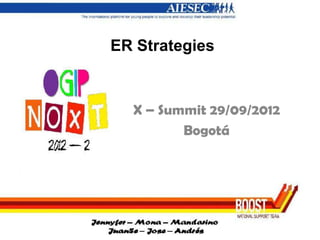 ER Strategies
X – Summit 29/09/2012
Bogotá
 