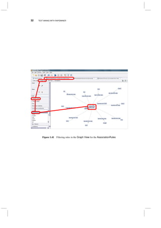 32 TEXT MINING WITH RAPIDMINER
Figure 1.41 Filtering rules in the Graph View for the AssociationRules
 