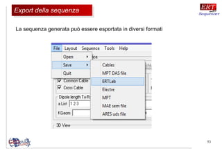 53
Export della sequenzaExport della sequenza
La sequenza generata può essere esportata in diversi formati
 
