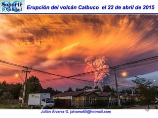 Erupción del volcán Calbuco el 22 de abril de 2015
Julián Álvarez G. jalvarez60@hotmail.com 10
 