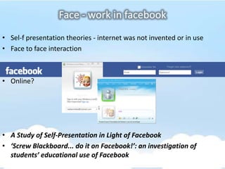 Impression management	The manipulation of cues to control and organize the impression we give to others Focus: Interactions with a high level of performance