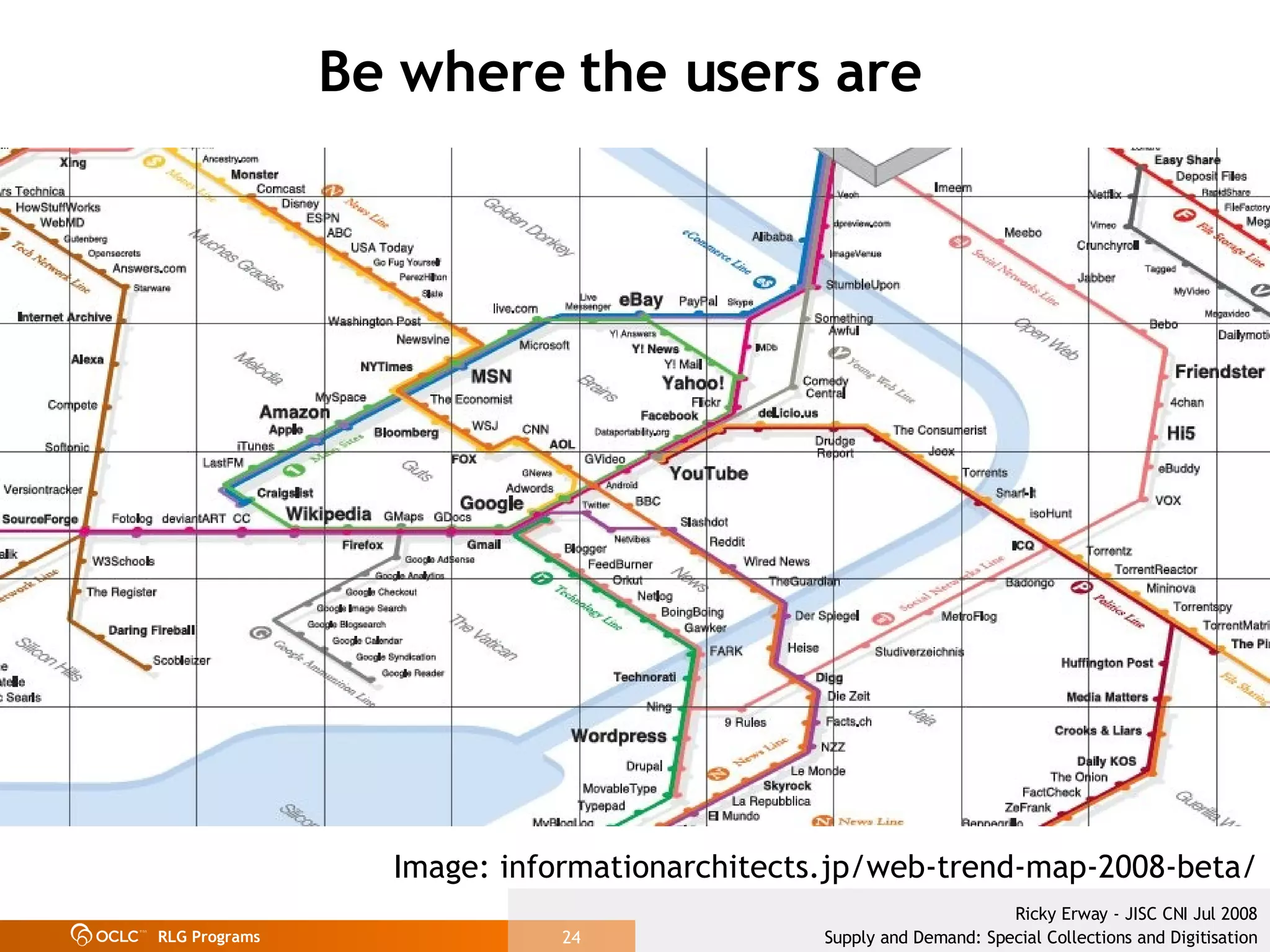 Be where the users are Image: informationarchitects.jp/web-trend-map-2008-beta/ 