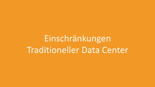 Einschränkungen
Traditioneller Data Center
 