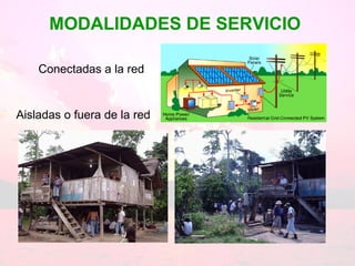 MODALIDADES DE SERVICIO   Conectadas a la red Aisladas o fuera de la red 