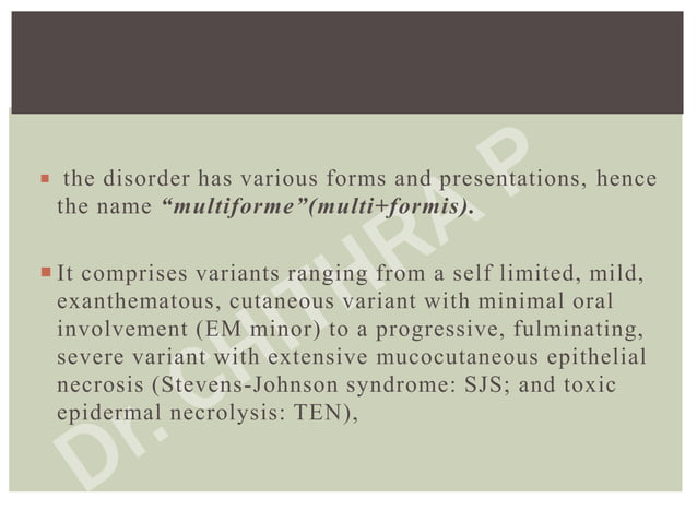 Erythema multiforme Dr Chithra P | PPT