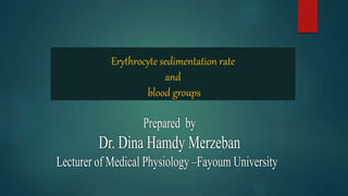 Erythrocyte sedimentation rate
and
blood groups
 