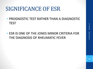 Esr Grading Erythrocyte sedimentation rate | PPTX