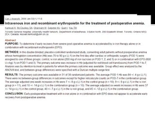 Erythropoitin and total joint replacement