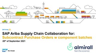 SAP Ariba Supply Chain Collaboration for:
Subcontract Purchase Orders w component batches
28th of September 2021
 