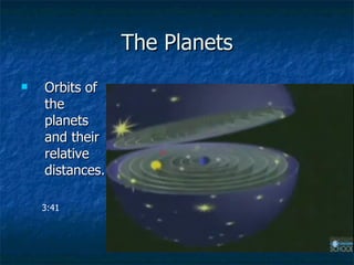 The Planets Orbits of the planets and their relative distances. 3:41 
