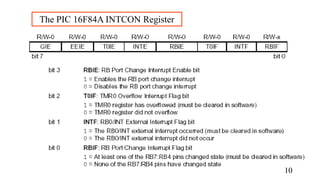 The PIC 16F84A INTCON Register
10
 