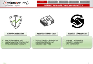 INCIDENT RESPONSE FRAMEWORK BENEFITS
7
• REDUCED OPERATION DOWNTIME
• REDUCED INCIDENT IMPACT
• REDUCED/AVOID FINES
REDUCED IMPACT COST
• IMPROVED RESPONSE TIME
• IMPROVED INCIDENT CONTAINMENT
• IMPROVED INCIDENT VISIBILITY
IMPROVED SECURITY
• CONTRACT REQUIREMENT
• INDUSTRY REQUIREMENT
• LAW REQUIREMENT
BUSINESS ENABLEMENT
CONCLUSIONCASE STUDYHANDLINGSTRUCTURECONTEXT
PUBLIC
 