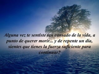 Algu n a vez te sentiste t an  cansado d e la  vida, a p u nto de querer mor i r...  y  de repente u n  d í a, s i entes que t i en e s  la  f uerz a suficiente para continuar? 