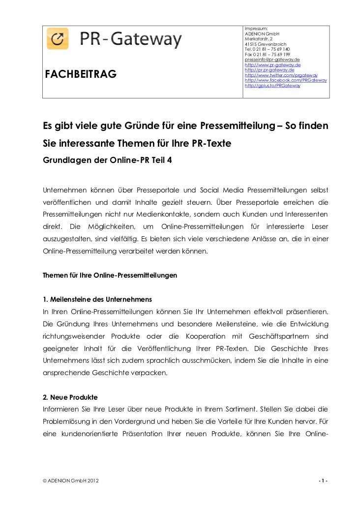 Impressum:                                                                  ADENION GmbH                                  ...