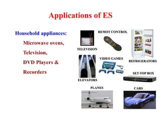 Applications of ES
Household appliances:
Microwave ovens,
Television,
DVD Players &
Recorders
 