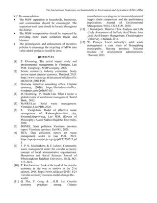 Municipal solid waste management toward circular economy in Vang Vieng ...