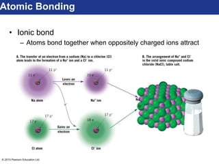 © 2015 Pearson Education Ltd.
Atomic Bonding
• Ionic bond
– Atoms bond together when oppositely charged ions attract
 