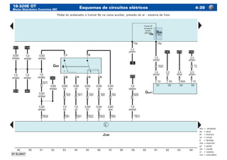 18-320E OT
Motor Eletrônico Cummins ISC
Esquemas de circuitos elétricos -39
am	=	amarelo
az	 =	azul
br	 =	branco
cz	 =	cinza
lr	 =	laranja
ma	=	marrom
pr	 =	preto
vd	 =	verde
vi	 =	violeta
vm	=	vermelho
Pedal do acelerador e fusível 6b na caixa auxiliar, pressão do ar - sistema de freio
 