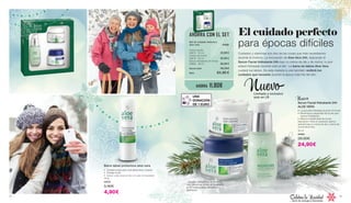 Nuevo
Serum Facial Hidratante 24h
ALOE VERA
•	 La piel está hidratada durante 24 horas
•	 Maximiza la capacidad de la piel para 	
	 retener hidratación
•	 Mejora la elasticidad de la piel.
Aplicación: Para un resultado óptimo
aplícalo bajo la crema de día y crema de
noche Aloe Vera
30 ml
20685
28,90€
24,90€
Limitado y exclusivo
solo en LR
Nuevo
El cuidado perfecto
para épocas difíciles
Cuidados y vitaminas son dos de las cosas que más necesitamos
durante el invierno. La innovación de Aloe Vera 24h. Aplicando el
Serum Facial Hidratante 24h bajo tu crema de día y de noche, tu piel
estará hidratada durante todo el día1
. La barra de labios Aloe Vera
cuidará tus labios. De esta manera tu piel también recibirá los
cuidados que necesita durante la época más fría del año.
Set de cuidado intensivo	
aloe vera	 20686	
Crema de día
20674 · 50 ml	 23,90 €
Crema de noche
20675 · 50 ml	 23,90 €
Serum Hidratante 24 Horas
20685 · 30 ml	 28,90 €
Suma total	 76,70 €
Solo	 64,90 €
AHORRA CON EL SET
AHORRA 11,80€
… lleno de energía y bienestar
Celebra la Navidad
UNA
DONACIÓN
DE 1 EURO
1
Estudios realizados el 30-06-2016
para determinar el nivel de hidratación
en 24 horas a cargo del Instituto
Dermatest.
Barra labial protectora aloe vera
•	 Cuidado suave para unos labios lisos y suaves
•	 Protege la piel
•	 Aplicar varias veces al día o en caso de necesidad
4,8 g
20676
5,90€
4,90€
32 33
 