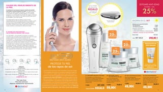 SISTEMA ANTI-EDAD
PROTEGE TU PIEL
de los rayos de sol
02
03
01
02 |	ZEITGARD sistema 	
		 anti-edad Serum de ojos
Serum de ojos altamente
concentrado. Hidrata, relaja
los ojos y suaviza las líneas de
expresión. 30 ml
71000 79,90 €
59,90€
03 |	Gel-crema Reestructurante
Serum de ojos altamente
concentrado. Hidrata, relaja los ojos
y suaviza las líneas de expresión.
30 ml
71002 69,90 €
49,90€
04 |	Gel-crema Hidratante
Crema facial hidratante también
adecuada incluso en la piel
joven. Fortalece los contornos
faciales, la piel queda con un
aspecto más uniforme. 50 ml
71001 69,90 €
49,90€
01 |	ZEITGARD dispositivo Anti-edad
Es compatible con la absorción de
productos de cuidado de piel ZEITGARD
para crear una piel hidratada, suave y
reestructurada. Proporciona firmeza y
protege la piel.
71025 287,50€
+ Neceser ZEITGARD REGALO
AHORRA EN EL SET
Sistema anti-edad ZEITGARD
Kit Hidratante	 71006
Kit Reestructurante	 71007
Dispositivo ZEITGARD 2	 287,50 €
1 x Serum para ojos	 79,90 €
1 x Gel-crema hidratante o reestructurante	 69,90 €
+ REGALO 1 Neceser de viaje ZEITGARD
Suma total: 437,30 €
299,90 €CADA SET SOLO
En la compra
del dispositivo
REGALO
1 neceser de
viaje Zeitgard*
*No disponible para
venta individual
04
ZEITGARD ANTI-EDAD
AHORRA + DEL
25%
CAUSAS DEL ENVEJECIMIENTO DE
LA PIEL
A medida que nos hacemos mayores nuestra piel también
está sujeta a cambios debidos a la edad. Las capas de la piel
se afinan, las capas de grasa se reducen, y lo mismo sucede
con las fibras de colágeno y las fibras elásticas. La circulación
sanguínea, y con ello también el suministro de oxígeno y nutrientes,
se ralentizan. Estos cambios en las capas de la piel hacen que la
piel se debilite, y se formen arrugas.
El envejecimiento es algo que afecta a todo el mundo,
independientemente de si se trata de hombres o mujeres, a partir
de los 25 años. Es recomendable empezar a utiliza productos
anti-edad a partir de los 30 años. Pero conviene comenzar a
informarse y prevenir mucho antes. A partir de los 25 años ya se
pueden empezar a contrarrestar los efectos de la edad.
EL SISTEMA ANTI-EDAD ZEITGARD -
UNA ALTERNATIVA SEGURA Y MUY EFICAZ
Con ZEITGARD 1 LR ha sacado al mercado un producto
innovador para la limpieza en profundidad de la piel. En el paso
número 2 utilizará otro innovador producto de LR:
El ZEITGARD 2 - Se trata de una combinación de aparatos
cosméticos y tecnología basada en las propiedades fisiológicas
de la piel, que consigue que el aspecto de la piel mejore
visiblemente en tan solo unos minutos, gracias a un proceso
de cuidado diario. Además nuestra gran variedad de productos
de cuidado personal, completos y adaptados a todas las
necesidades, complementa este eficaz sistema ofreciendo a la
piel unos cuidados excepcionales. Apto para todas las edades,
pero especialmente indicado para las pieles maduras.
Utilización:
Zona de los ojos:
15 segundos con calor y 15 segundos con frío en cada uno de los contornos
Frente y rostro:
30 segundos con calor y 30 segundos con frío, en cada una de las zonas
Cuidado extra:
cuello y escote, 30 segundos con calor y 30 segundos con frío, en cada una
de las zonas.
4 MINUTOS AL DÍA
Piel más firme
Piel más luminosa
Aspecto visiblemente rejuvenecido
La prevención es el arma más importante contra las arrugas.
Con la llegada del verano es necesario prepararse antes de
ir a tomar el sol. ¿Sabía usted que los rayos del sol son la
primera causa para la aparición de arrugas tempranas? Con
el sistema anti-edad ZEITGARD, las arrugas pasan a formar
parte del pasado. A través de la metodología térmica caliente
/ fría del dispositivo, los principios anti-envejecimiento activos
se transportan y se incorporan suavemente en las capas más
profundas de la piel donde normalmente no llega la crema facial.
¡Complemente su protección con un protector solar LR! Para una
cara que parece más joven, más vital y mucho más atractiva.
PROTECCIÓN Y CUIDADO
ALOE VERA SUN CARE
PÁGINAS 2-5
PROTECCIÓN EN
ESTE VERANO
+ DEL
25%
DE DESCUENTO
+ DEL
25%
DE DESCUENTO
+ DEL
25%
DE DESCUENTO
14 15
 