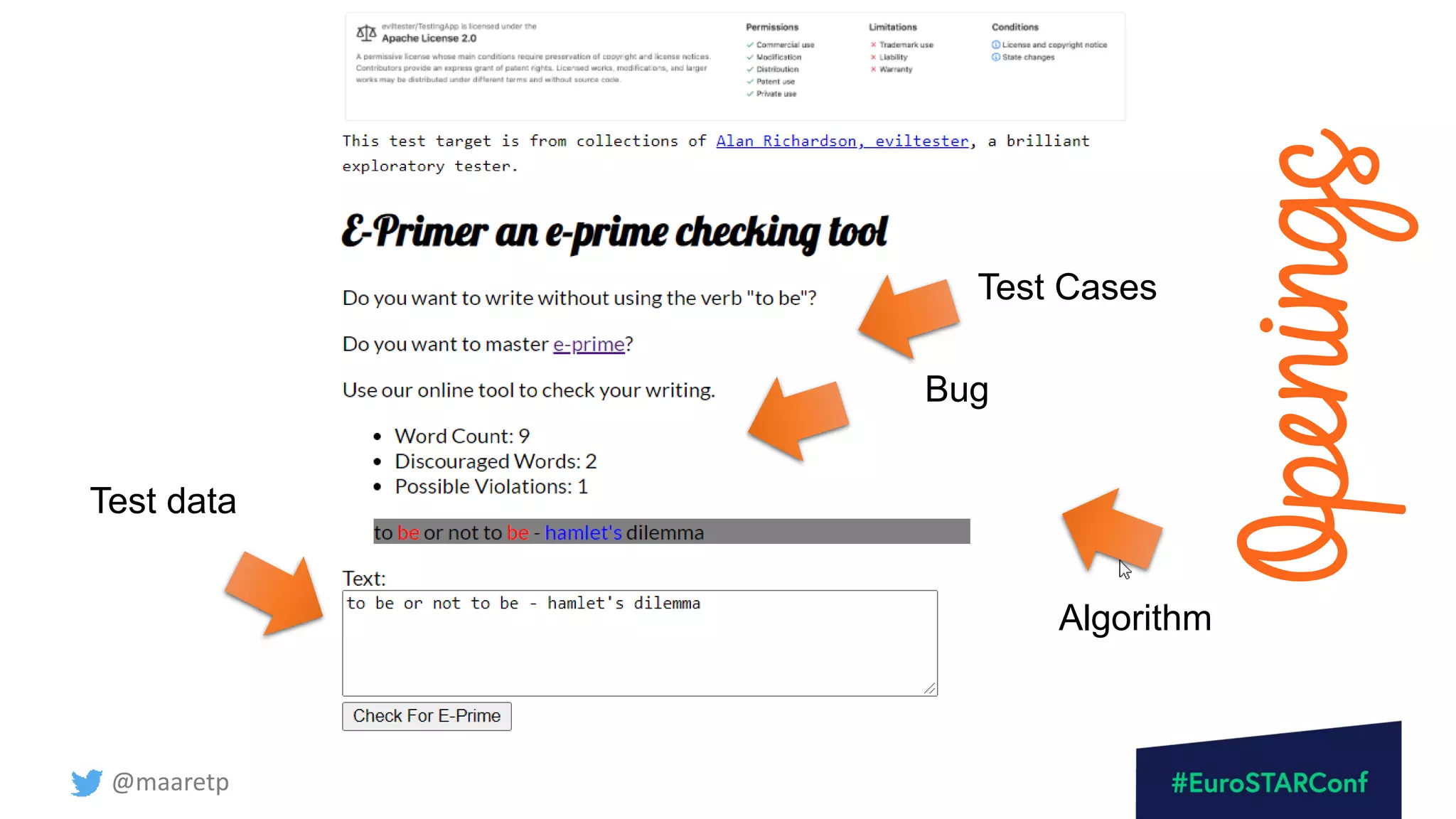 @maaretp
Algorithm
Bug
Test Cases
Test data
Openings
 