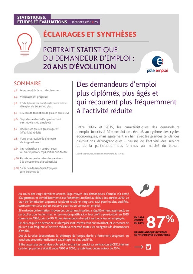 Portait Statistique Du Demandeur D Emploi 20 Ans D Evolution