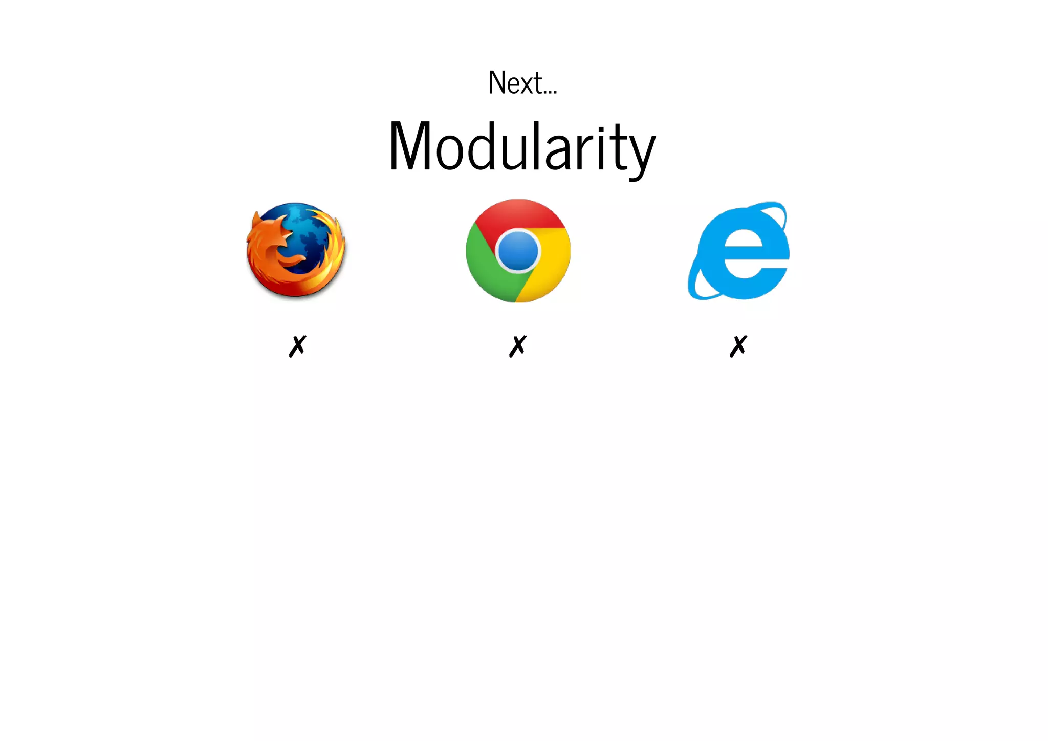 Next...

Modularity
✗

✗

✗

 