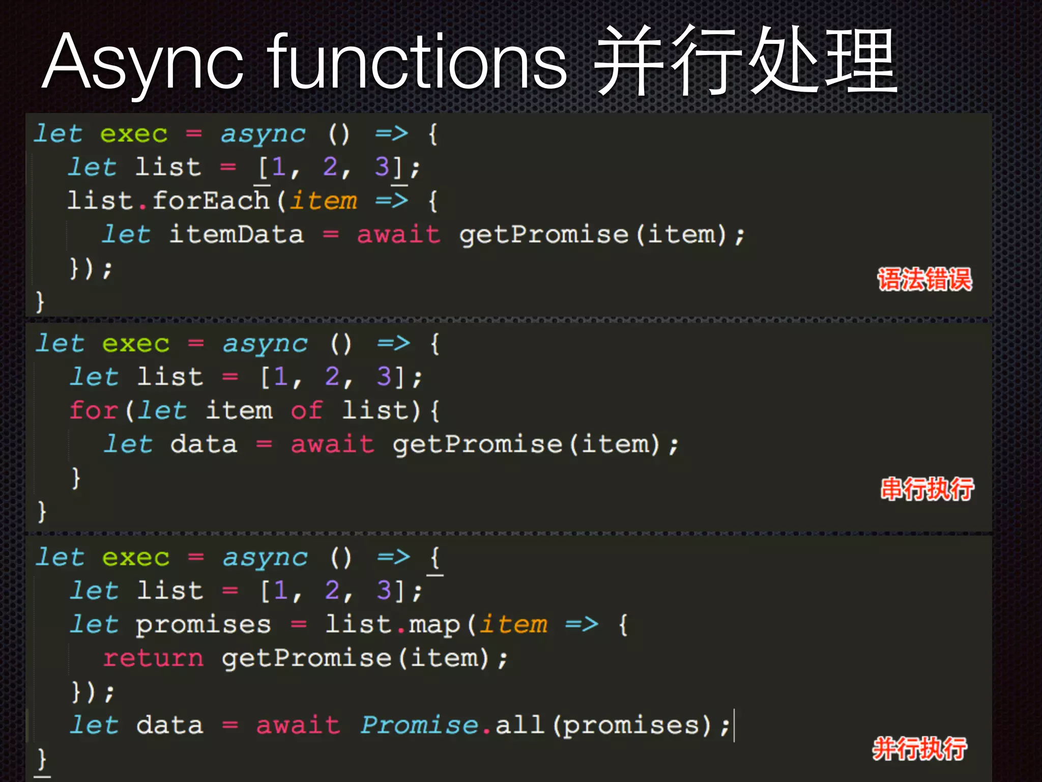 Async functions 并⾏行处理
 