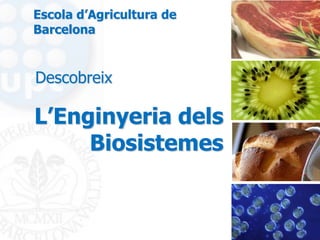 L’Enginyeria dels
Biosistemes
Descobreix
Escola d’Agricultura de
Barcelona
 