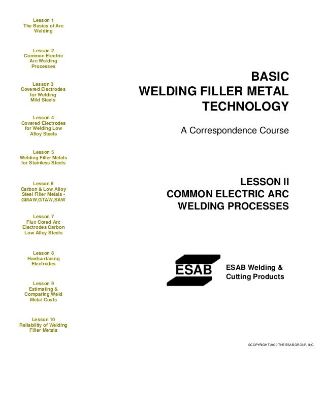Esab Basic Welding Fillar Metal Technology