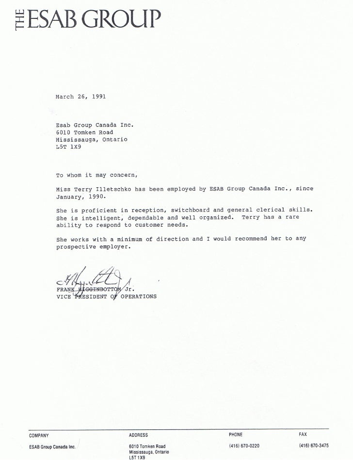 product recommendation letter