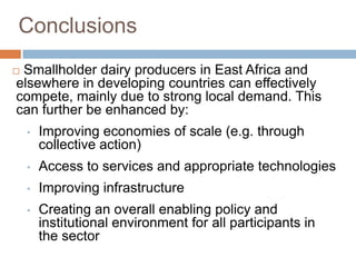 Competitiveness of smallholder dairy farmers in East Africa