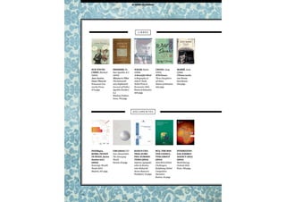 102
ESADEgeo,
KPMG, INVEST
IN SPAIN. Javier
Santiso (ed.)
(2014)
Sovereign Wealth
Funds 2014
Madrid, 107 págs.
UBS (2014) CIO
Year Ahead 2015.
The Diverging
World
Zurich, 63 págs.
BANCO CEN-
TRAL EURO-
PEO. EUROSIS-
TEMA (2014)
Informe Agregado
sobre la Evalua-
ción Global del
Sector Bancario
Frankfurt, 13 págs.
BCG, THE BOS-
TON CONSUL-
TING GROUP
(2014)
2014 BCG Global
Challengers.
Redefining Global
Competitive
Dynamics
Boston, 26 págs.
INTERNATIO-
NAL ENERGY
AGENCY (IEA)
(2014)
World Energy
Outlook 2014
París, 748 págs.
SUK-YOUNG
CHWE, Michael
(2013)
Jane Austen,
Game Theorist
Princeton Uni-
versity Press,
272 págs.
DESIDERI, Fa-
ther Ippolito, S.J.
(2010)
Mission to Tibet
The Extraordi-
nary Eighteenth
Account of Father
Ippolito Desideri,
S.J.
Wisdom Publica-
tions, 795 págs.
NASAR, Sylvia
(1998)
A Beautiful Mind
A Biography of
John F. Nash,
Nobel Prize in
Economics 1994
Simon & Schuster,
459 págs.
CHANG, Jung
(1991)
Wild Swans
Three Daughters
of China
Simon & Schuster,
666 págs.
MARSÉ, Juan
(1966)
Últimas tardes
con Teresa
Seix Barral,
334 págs.
libros
D O C U M E N TO S
el fondo de armario
102
 