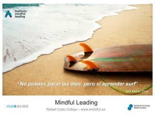 Mindful Leading
Rafael Cobo Calleja – www.imindful.es
“No puedes parar las olas, pero sí aprender surf”
Jon Kabat Zinn
 