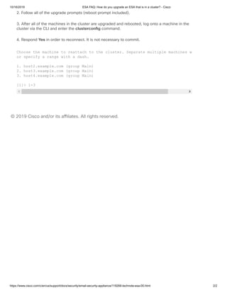 Esa faq how do you upgrade an esa that is in a cluster - cisco | PDF