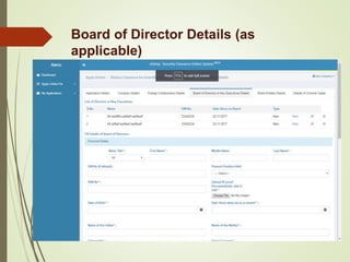 Board of Director Details (as
applicable)
 