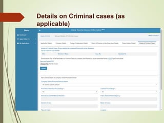Details on Criminal cases (as
applicable)
 