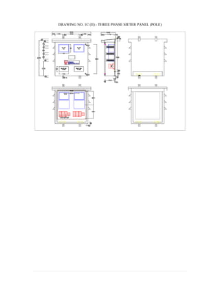 DRAWING NO. 1C (II) - THREE PHASE METER PANEL (POLE)
 