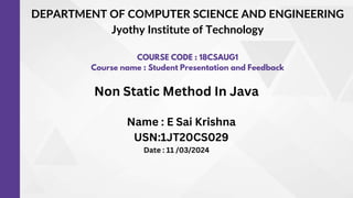 Augumented course for vtu topic non static method in java | PPTX