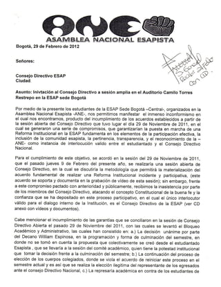ESAP CARTA ANE Radicada al Concejo Directivo el 29 de Febrero. -Actuando por la ESAP, actuando por  COLOMBIA con la MANE-