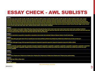 ESSAY CHECK - AWL SUBLISTS




             http://www.lextutor.ca/vp/eng/




                                           ...