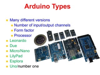 The document proceeds to explain the main components of an Arduino Uno ...